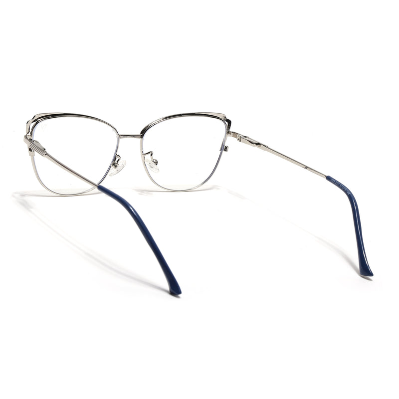Voyage Glam Sky Blue & Golden Cateye Eyeglasses for Women (95222MG4426-C3)