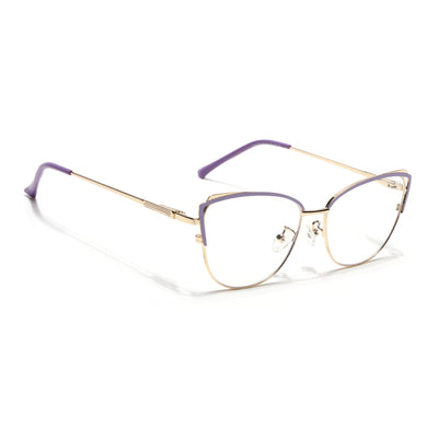 Voyage Glam Purple & Golden Cateye Eyeglasses for Women (95222MG4427-C4)