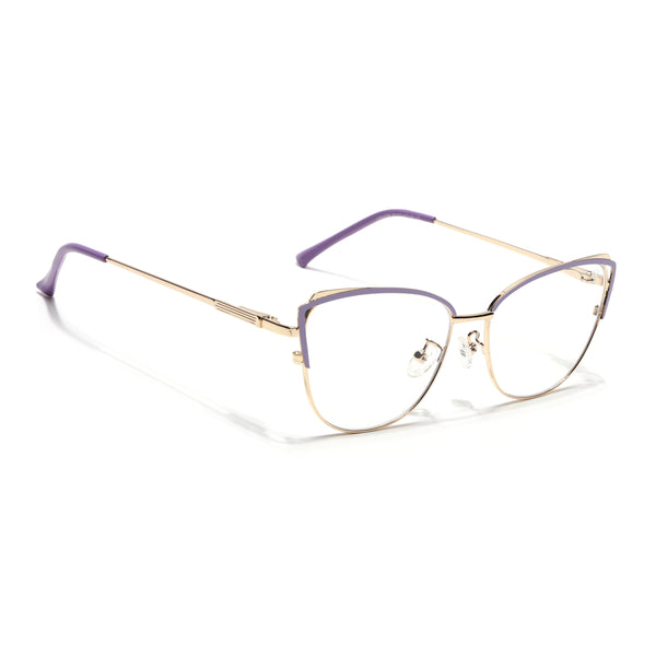 Voyage Glam Purple & Golden Cateye Eyeglasses for Women (95222MG4427-C4)