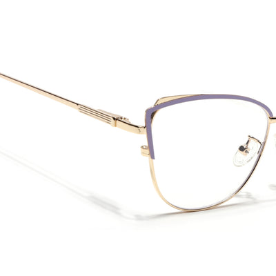 Voyage Glam Purple & Golden Cateye Eyeglasses for Women (95222MG4427-C4)