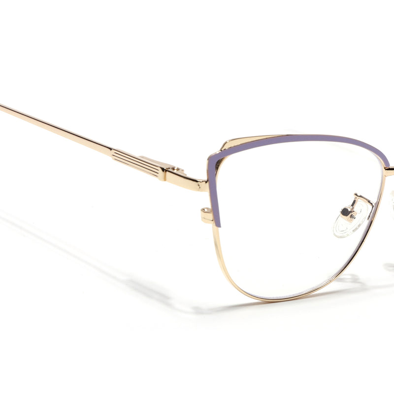 Voyage Glam Purple & Golden Cateye Eyeglasses for Women (95222MG4427-C4)