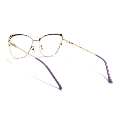 Voyage Glam Purple & Golden Cateye Eyeglasses for Women (95222MG4427-C4)