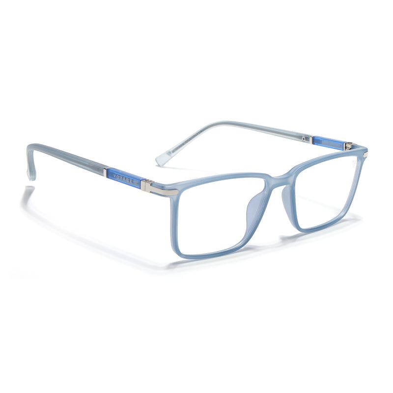 Voyage FlexLite Matt Blue Rectangle Eyeglasses for Men & Women (96601MG5560-C3)