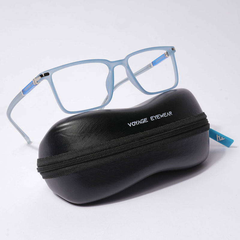 Voyage FlexLite Matt Blue Rectangle Eyeglasses for Men & Women (96601MG5560-C3)