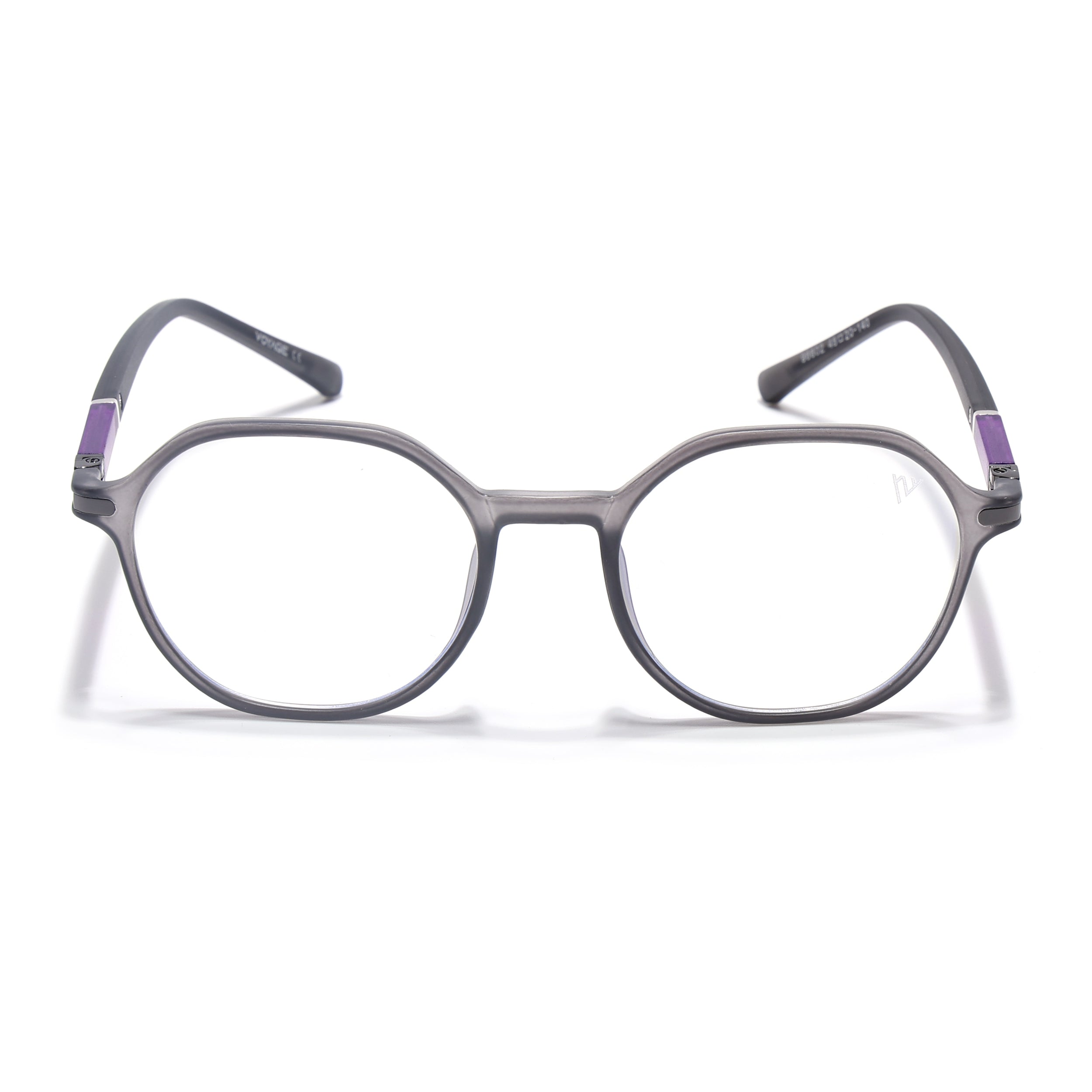 Voyage FlexLite Grey Geometric Eyeglasses for Men & Women (96602MG5565-C2)