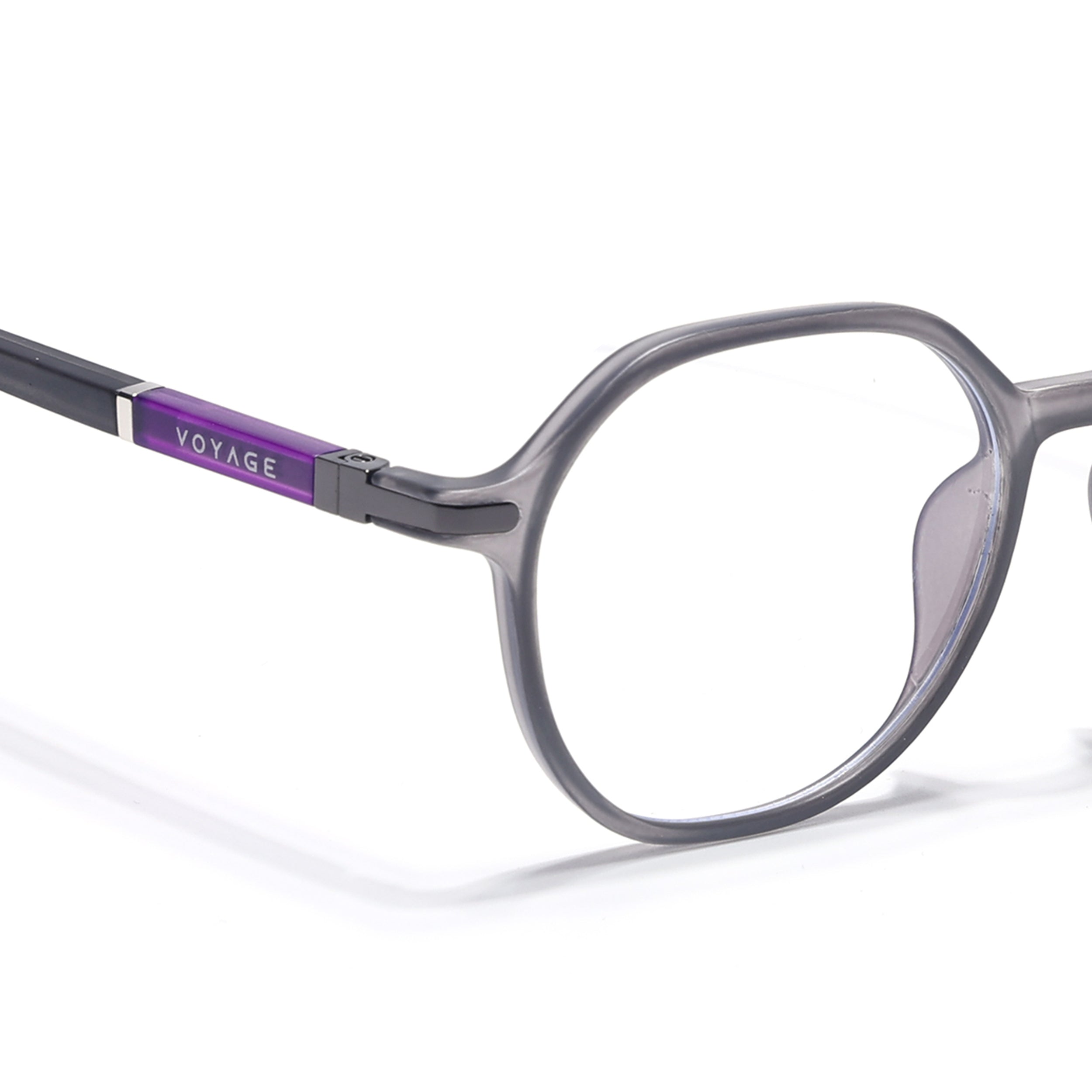 Voyage FlexLite Grey Geometric Eyeglasses for Men & Women (96602MG5565-C2)