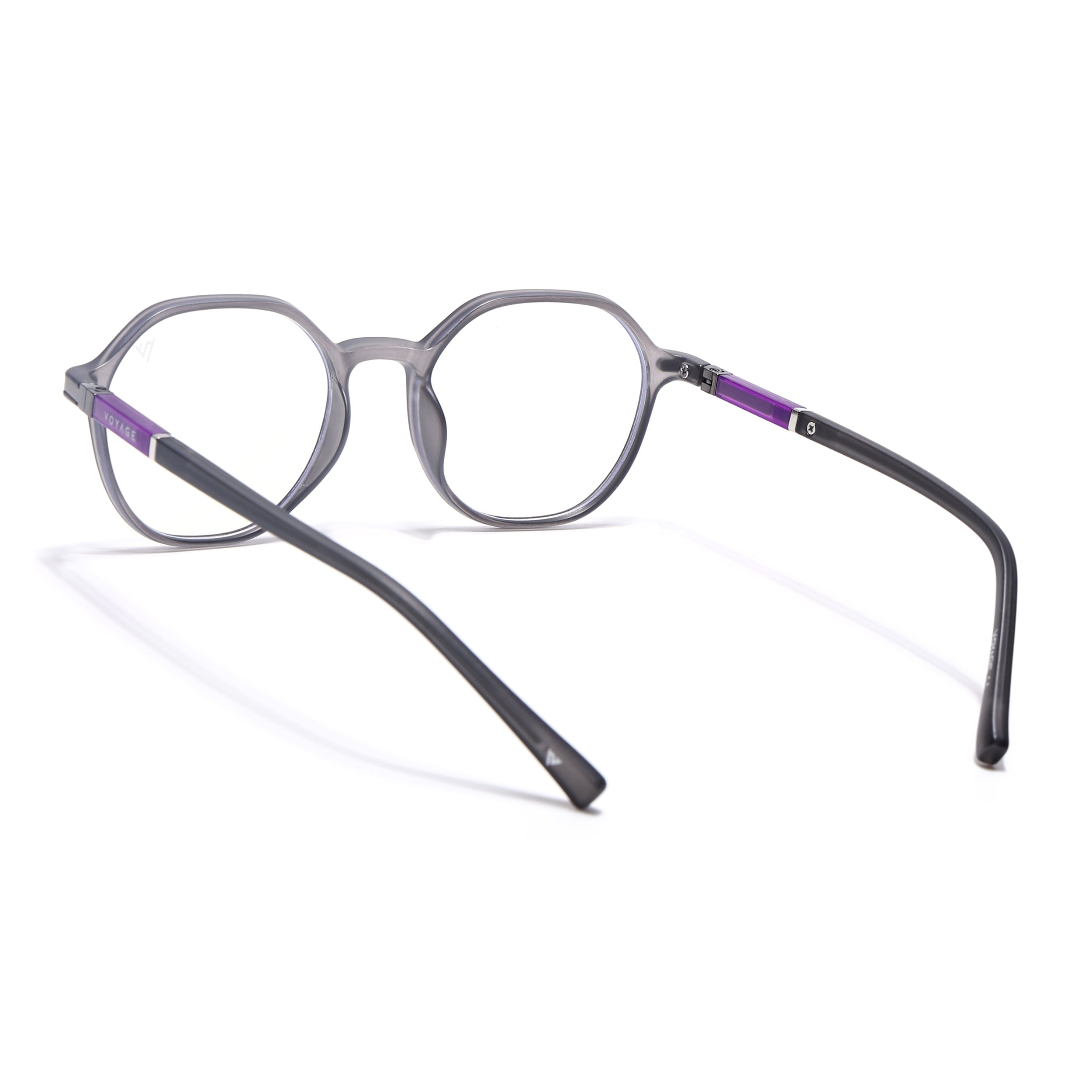 Voyage FlexLite Grey Geometric Eyeglasses for Men & Women (96602MG5565-C2)