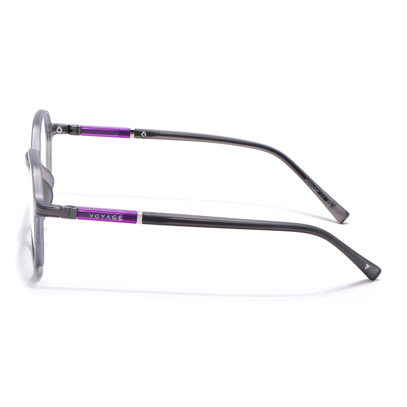 Voyage FlexLite Grey Geometric Eyeglasses for Men & Women (96602MG5565-C2)