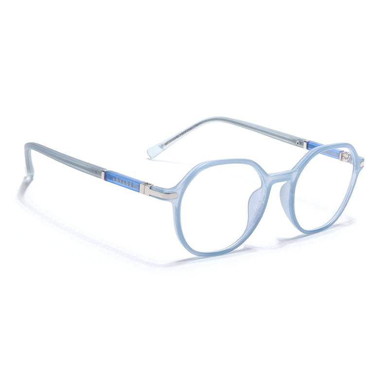 Voyage FlexLite Matt Blue Geometric Eyeglasses for Men & Women (96602MG5566-C3)