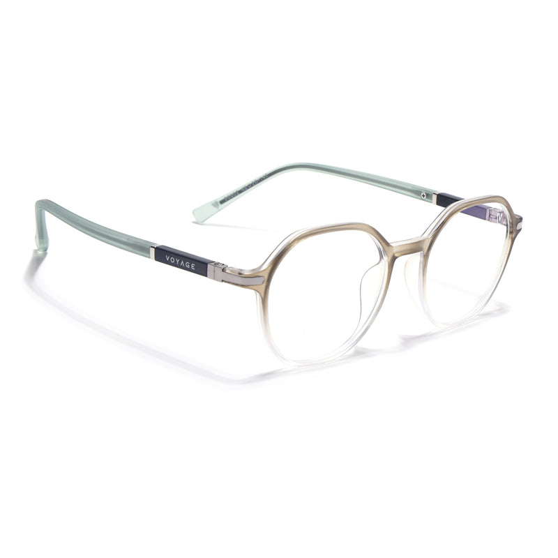 Voyage FlexLite Olive & Transparent Geometric Eyeglasses for Men & Women (96602MG5567-C4)