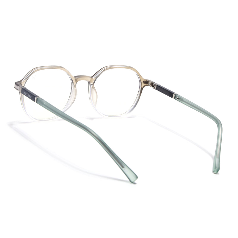 Voyage FlexLite Olive & Transparent Geometric Eyeglasses for Men & Women (96602MG5567-C4)