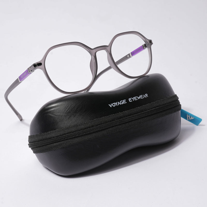 Voyage FlexLite Grey Geometric Eyeglasses for Men & Women (96602MG5565-C2)