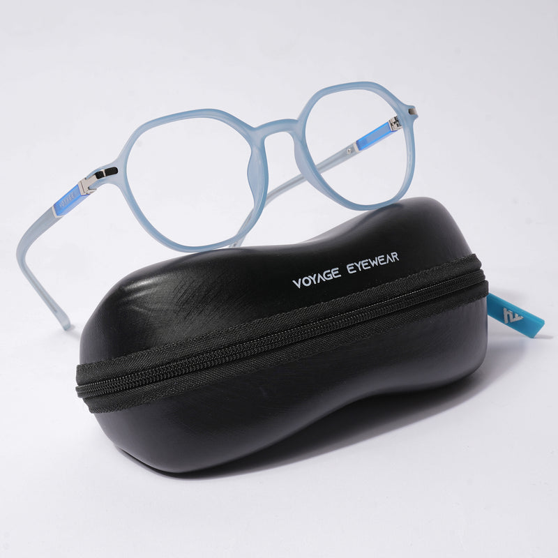 Voyage FlexLite Matt Blue Geometric Eyeglasses for Men & Women (96602MG5566-C3)