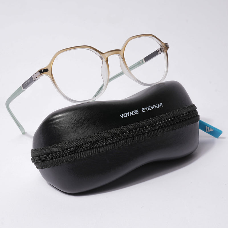 Voyage FlexLite Olive & Transparent Geometric Eyeglasses for Men & Women (96602MG5567-C4)