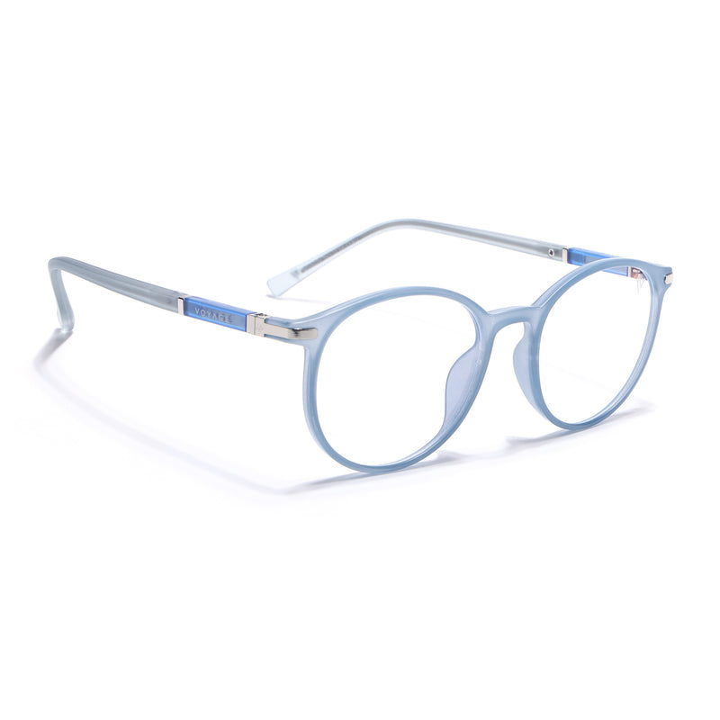 Voyage FlexLite Matt Blue Oval Eyeglasses for Men & Women (96605MG5584-C3)