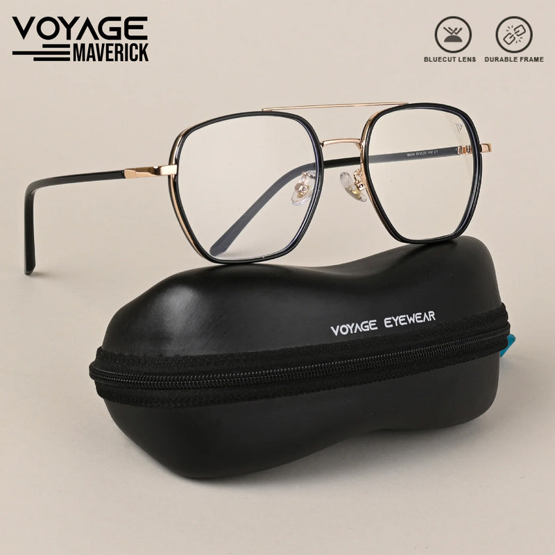 Voyage Maverick Golden & Black Wayfarer Eyeglasses for Men & Women (9684MG5101-C1)