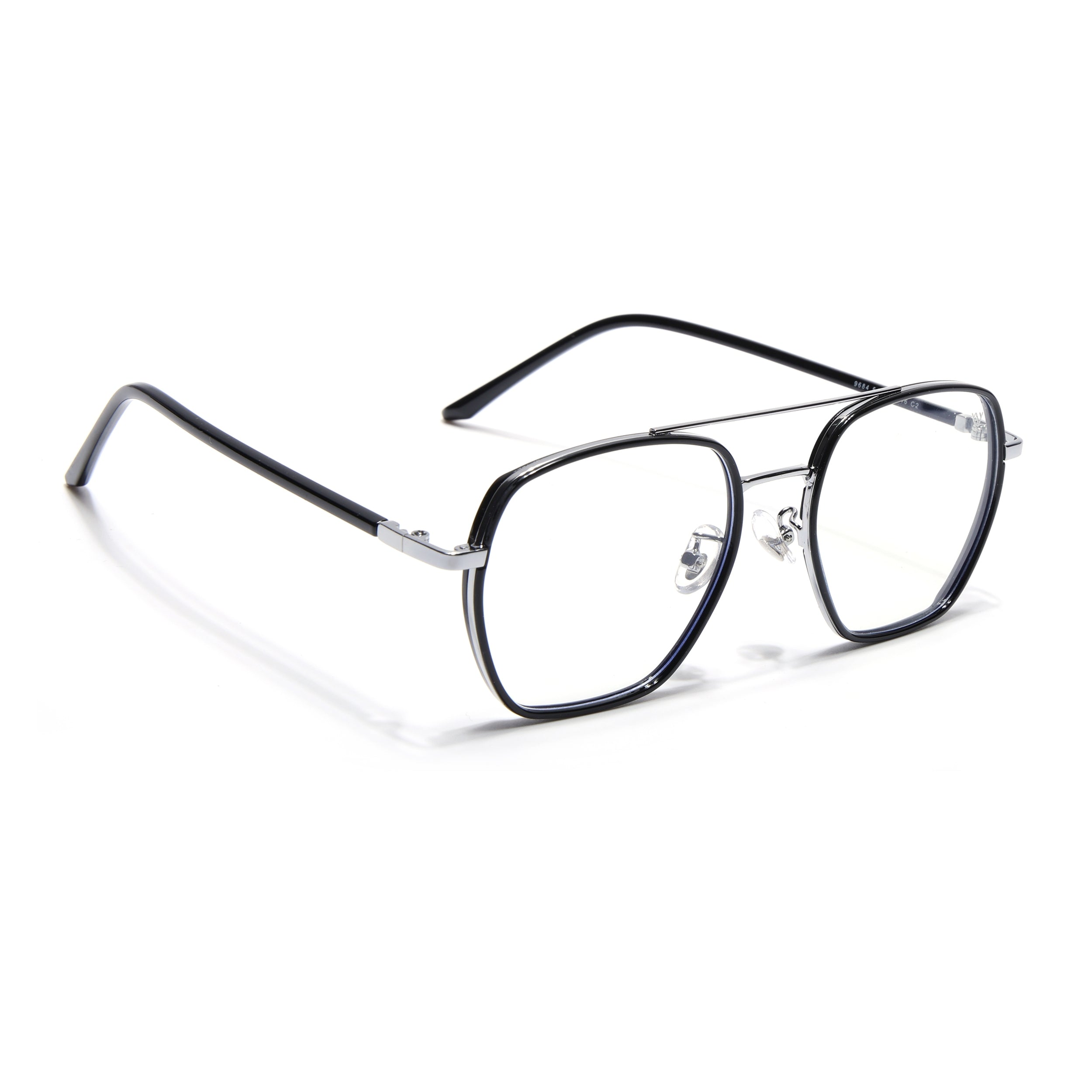 Voyage Maverick Silver & Black Wayfarer Eyeglasses for Men & Women (9684MG5102-C2)