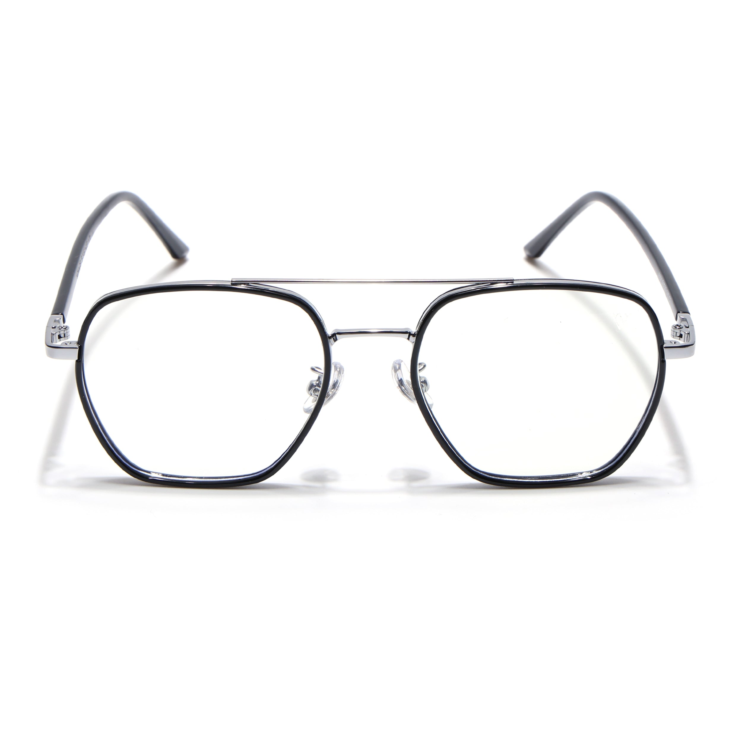 Voyage Maverick Silver & Black Wayfarer Eyeglasses for Men & Women (9684MG5102-C2)