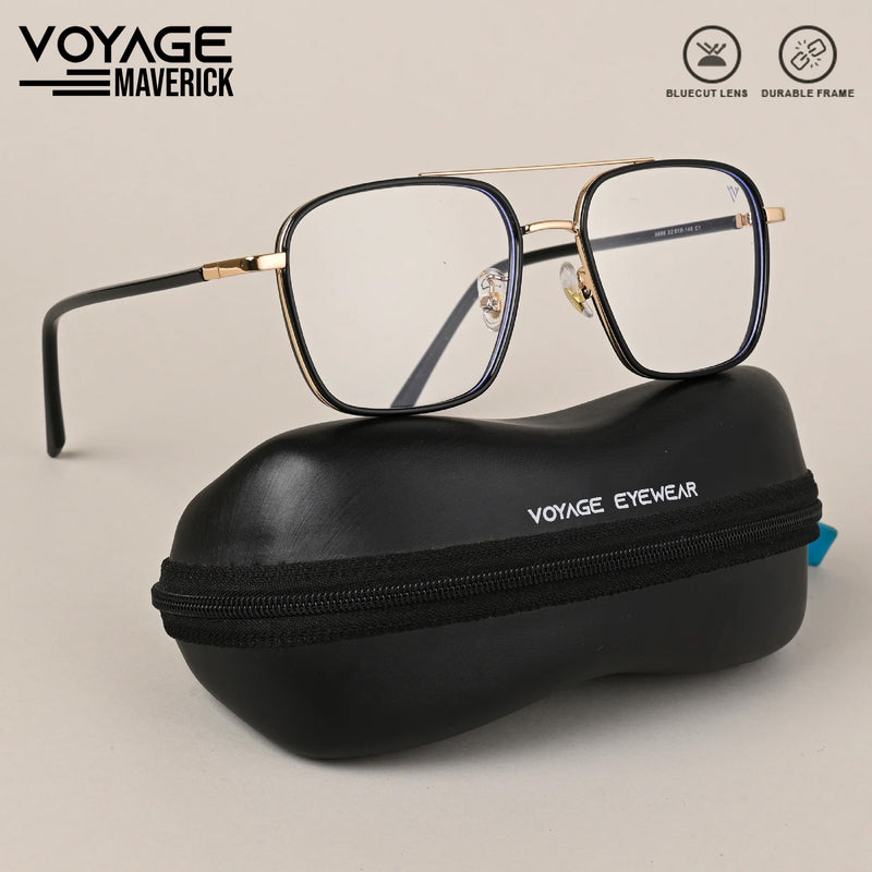 Voyage Maverick Golden & Black Wayfarer Eyeglasses for Men & Women (9686MG5105-C1)