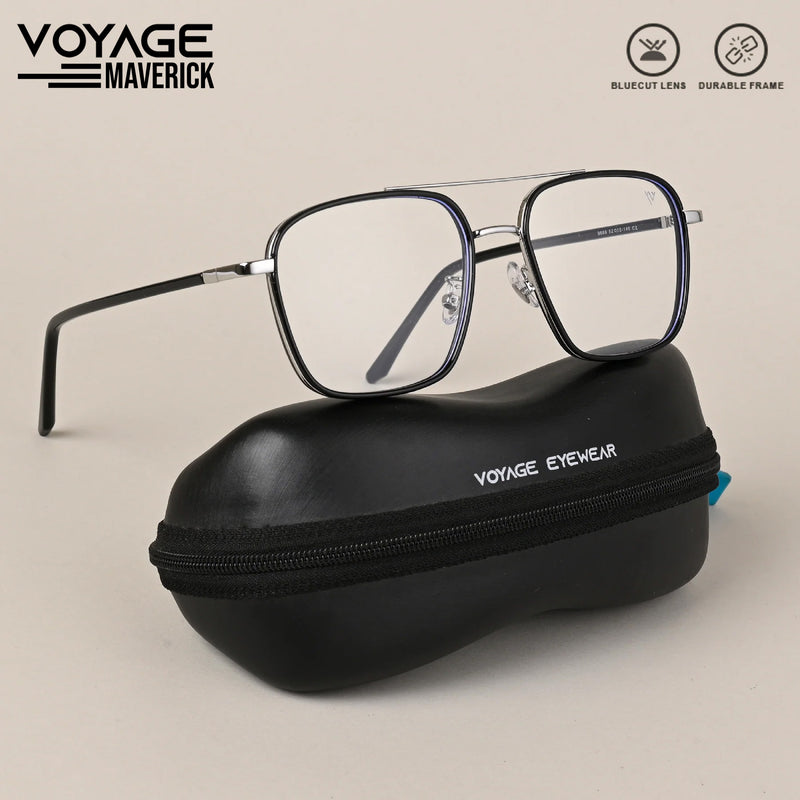 Voyage Maverick Silver & Black Wayfarer Eyeglasses for Men & Women (9686MG5106-C2)