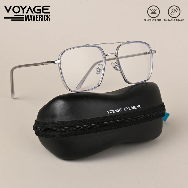 Voyage Maverick Silver & Transparent Wayfarer Eyeglasses for Men & Women (9686MG5107-C3)
