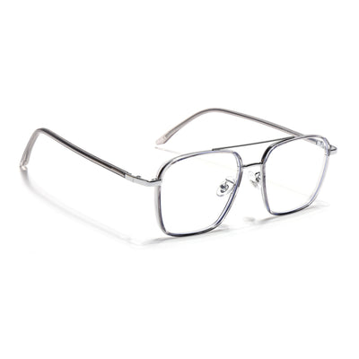 Voyage Maverick Silver & Transparent Wayfarer Eyeglasses for Men & Women (9686MG5107-C3)