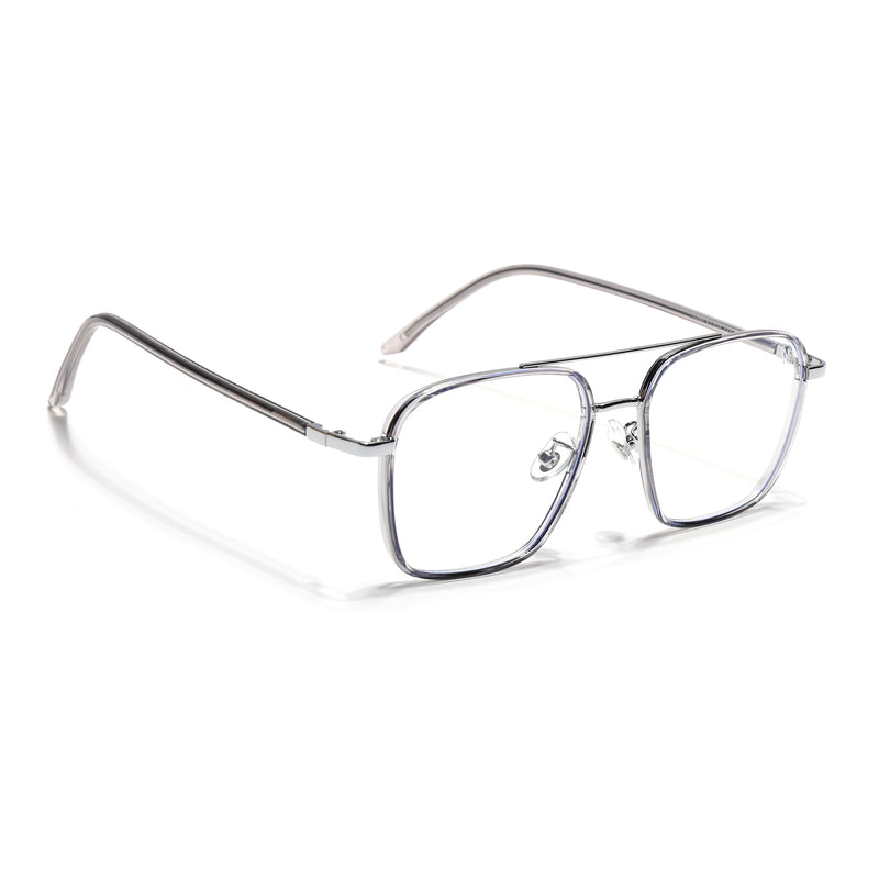 Voyage Maverick Silver & Transparent Wayfarer Eyeglasses for Men & Women (9686MG5107-C3)
