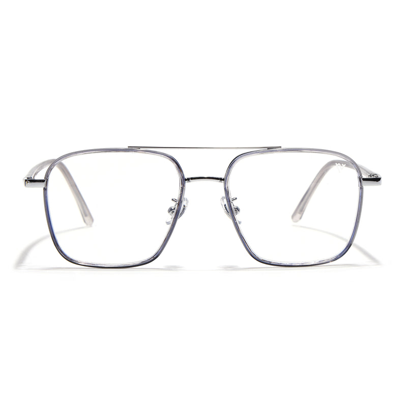 Voyage Maverick Silver & Transparent Wayfarer Eyeglasses for Men & Women (9686MG5107-C3)