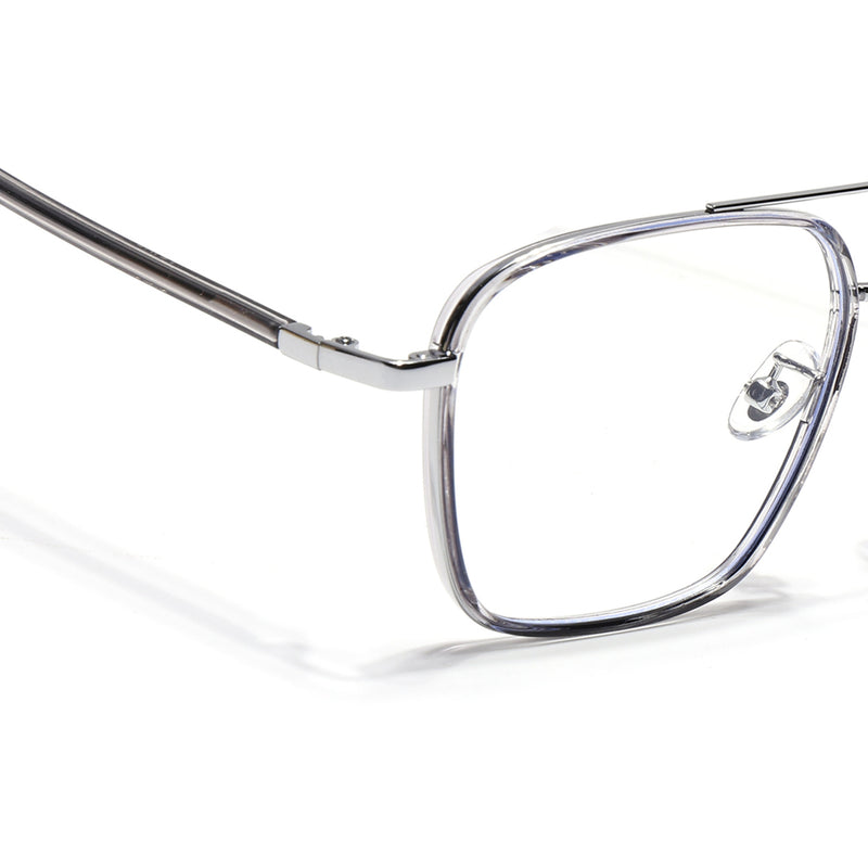 Voyage Maverick Silver & Transparent Wayfarer Eyeglasses for Men & Women (9686MG5107-C3)