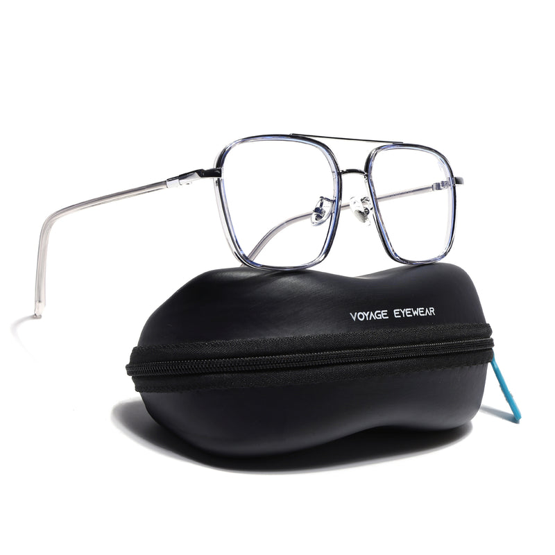 Voyage Maverick Silver & Transparent Wayfarer Eyeglasses for Men & Women (9686MG5107-C3)