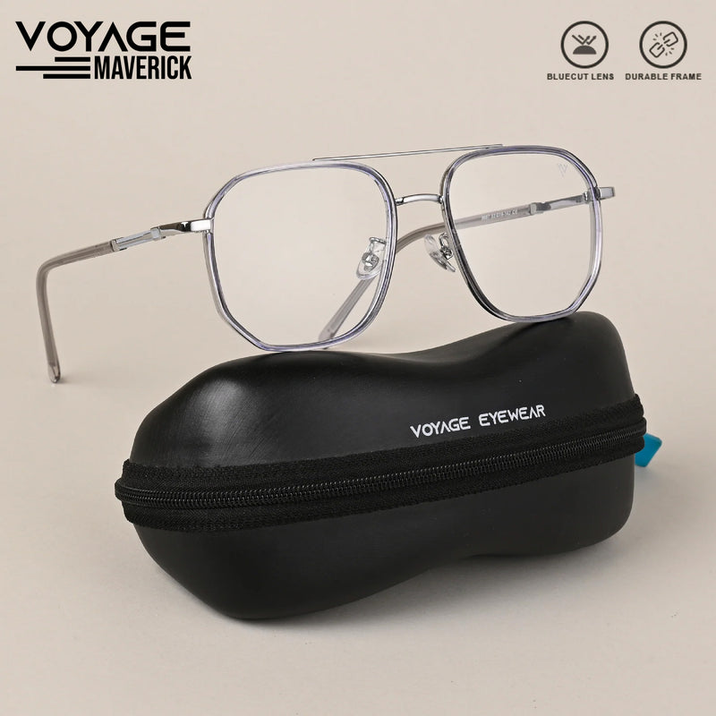 Voyage Maverick Silver & Transparent Wayfarer Eyeglasses for Men & Women (9687MG5110-C3)