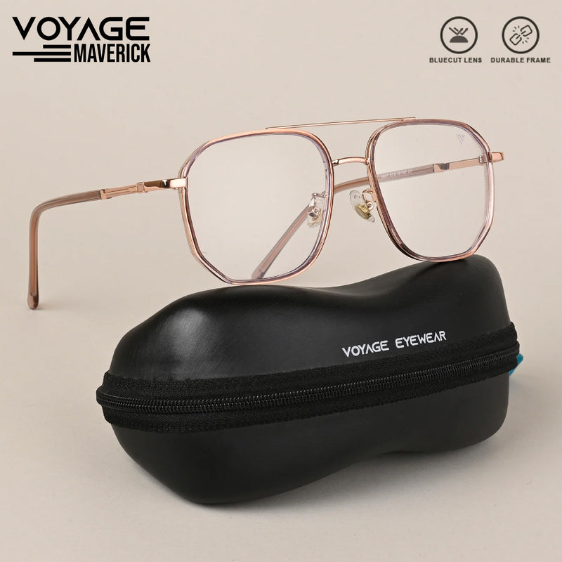 Voyage Maverick Rose Gold Wayfarer Eyeglasses for Men & Women (9687MG5112-C5)