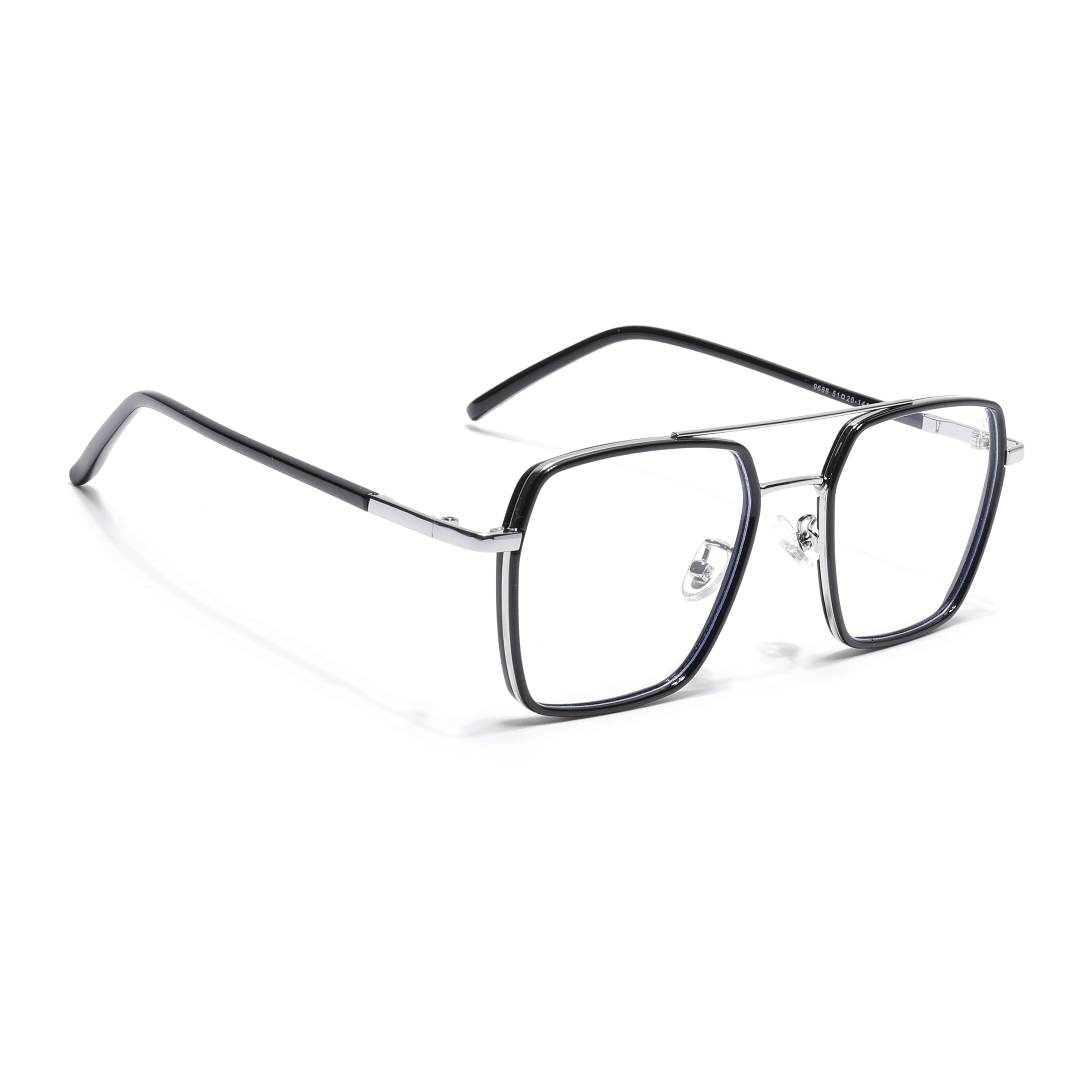 Voyage Maverick Black & Silver Wayfarer Eyeglasses for Men & Women (9688MG5114-C2)