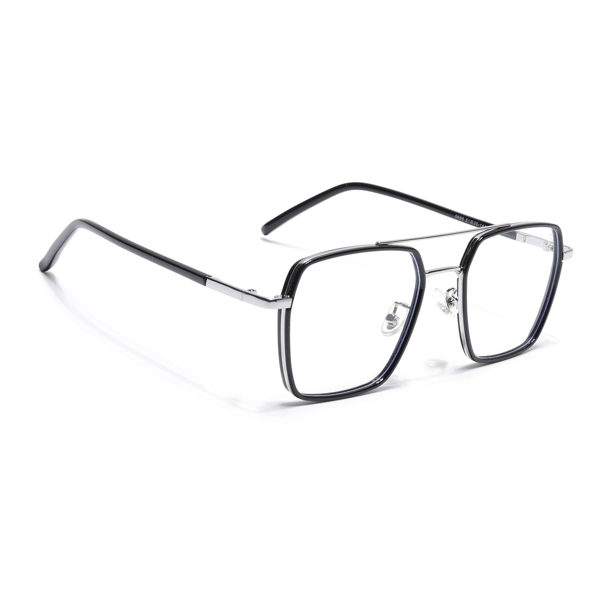 Voyage Maverick Black & Silver Wayfarer Eyeglasses for Men & Women (9688MG5114-C2)