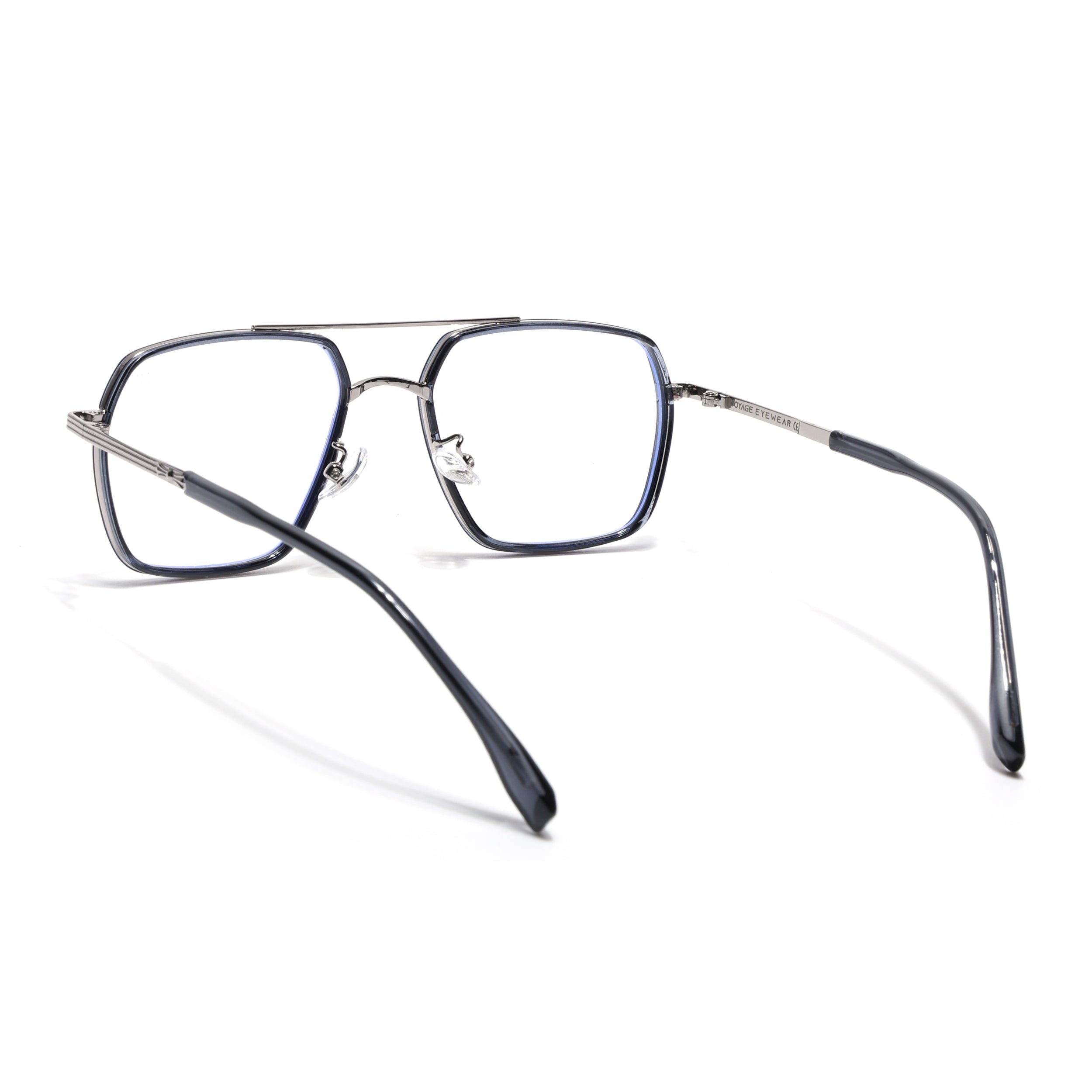 Voyage Blue & Silver Wayfarer Eyeglasses for Men & Women (9694MG5122-C4)