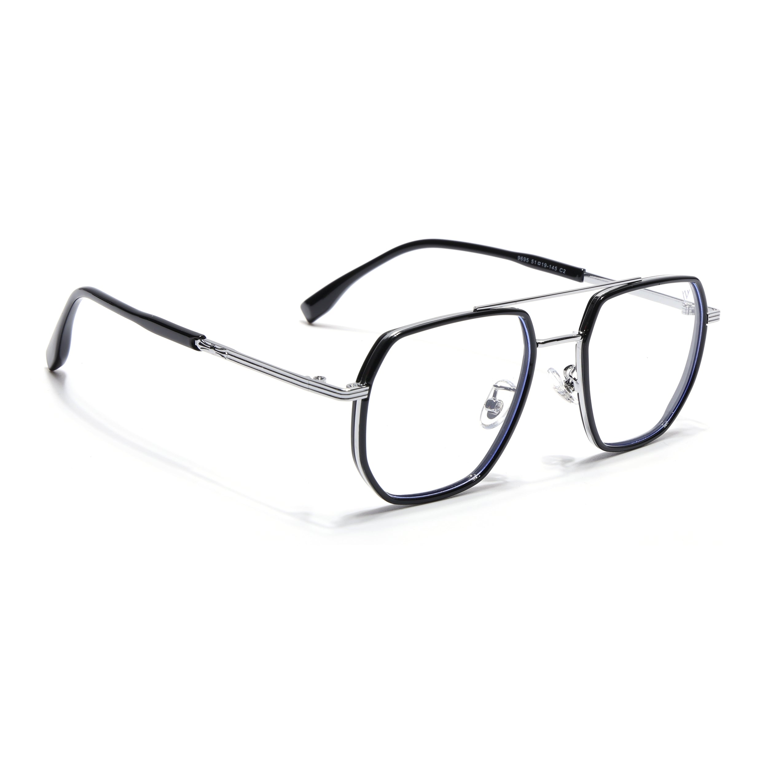 Voyage Black & Silver Wayfarer Eyeglasses for Men & Women (9695MG5125-C2)