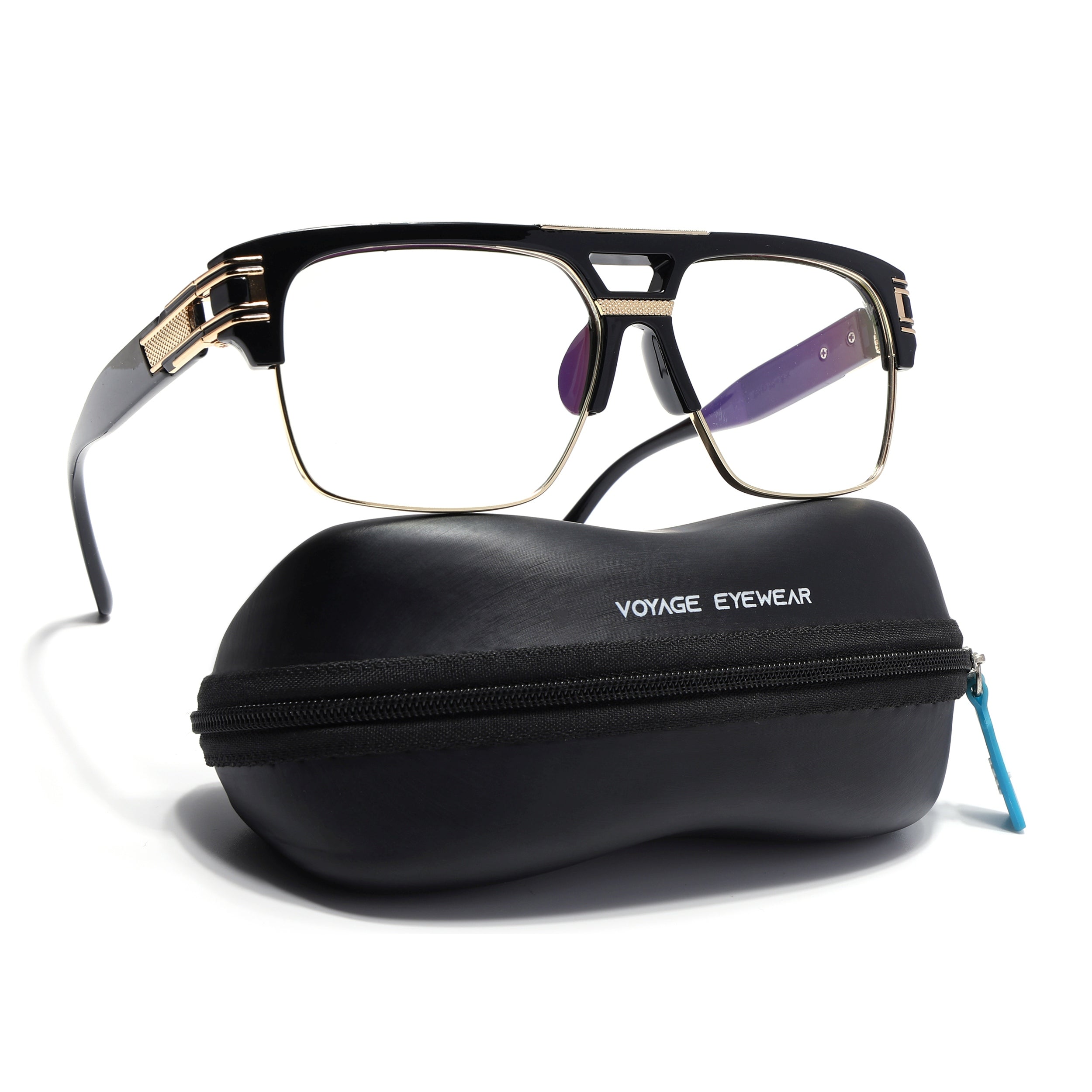 Voyage Parkar Black & Golden Wayfarer Eyeglasses for Men & Women (97123MG5246-C1)