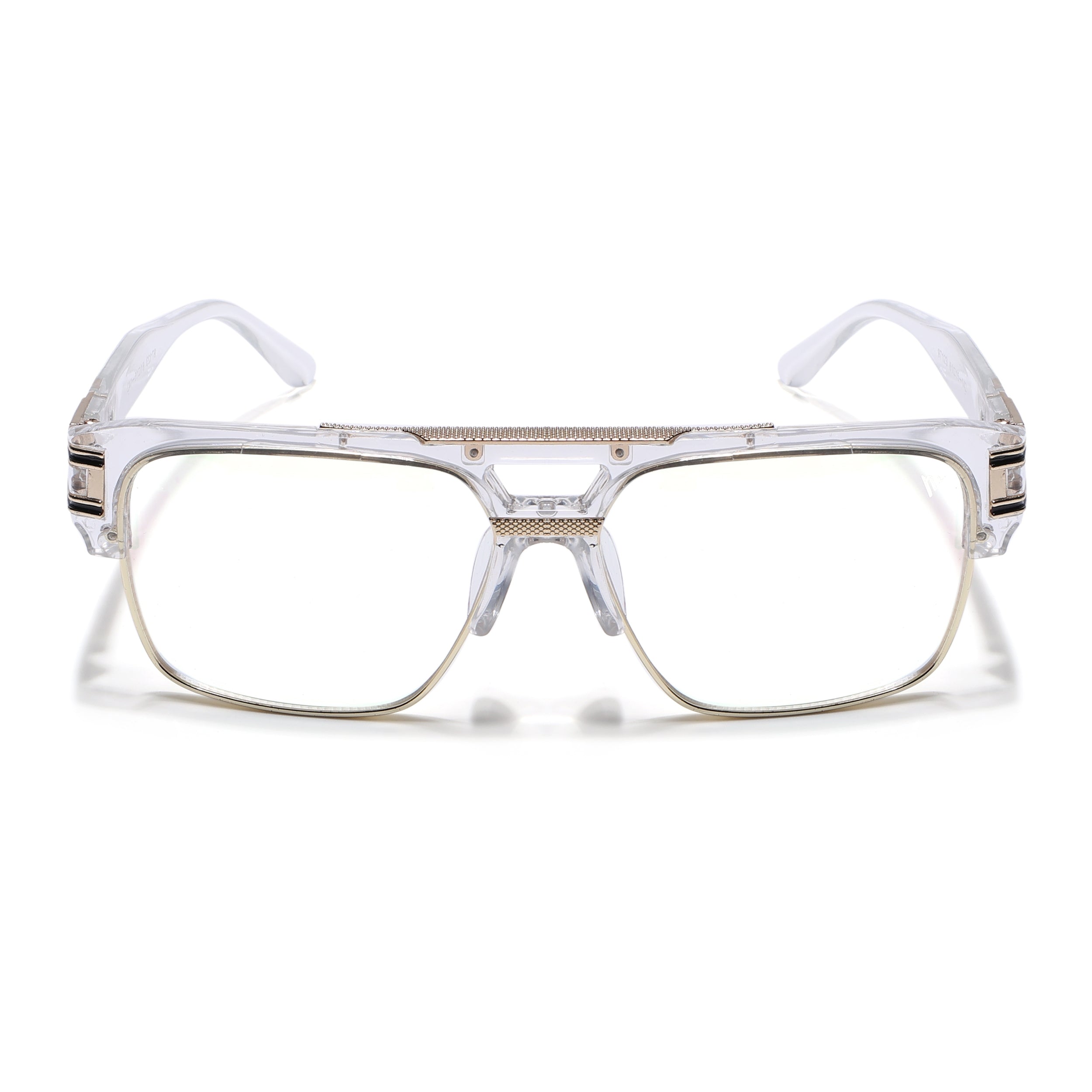 Voyage Parkar Transparent & Golden Wayfarer Eyeglasses for Men & Women (97123MG5247-C2)