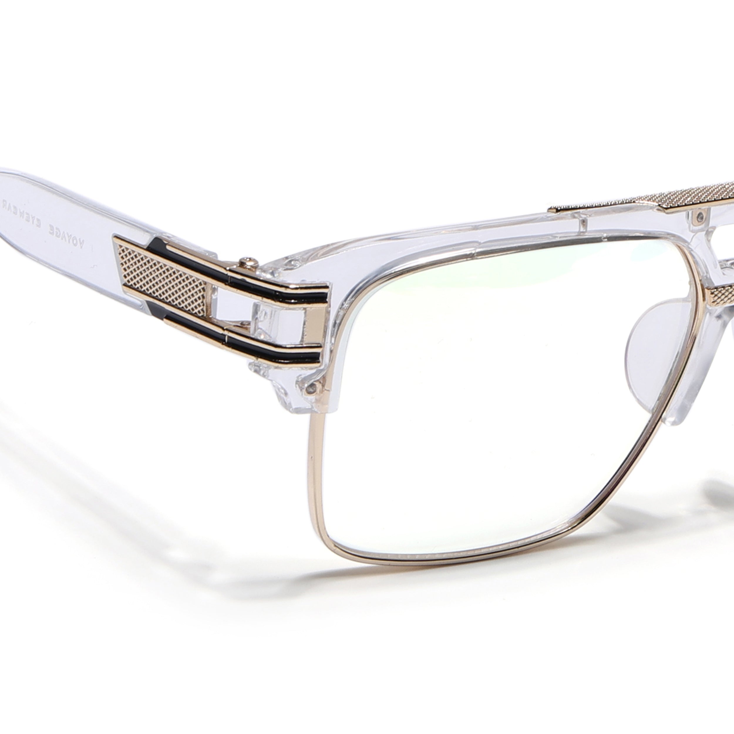 Voyage Parkar Transparent & Golden Wayfarer Eyeglasses for Men & Women (97123MG5247-C2)