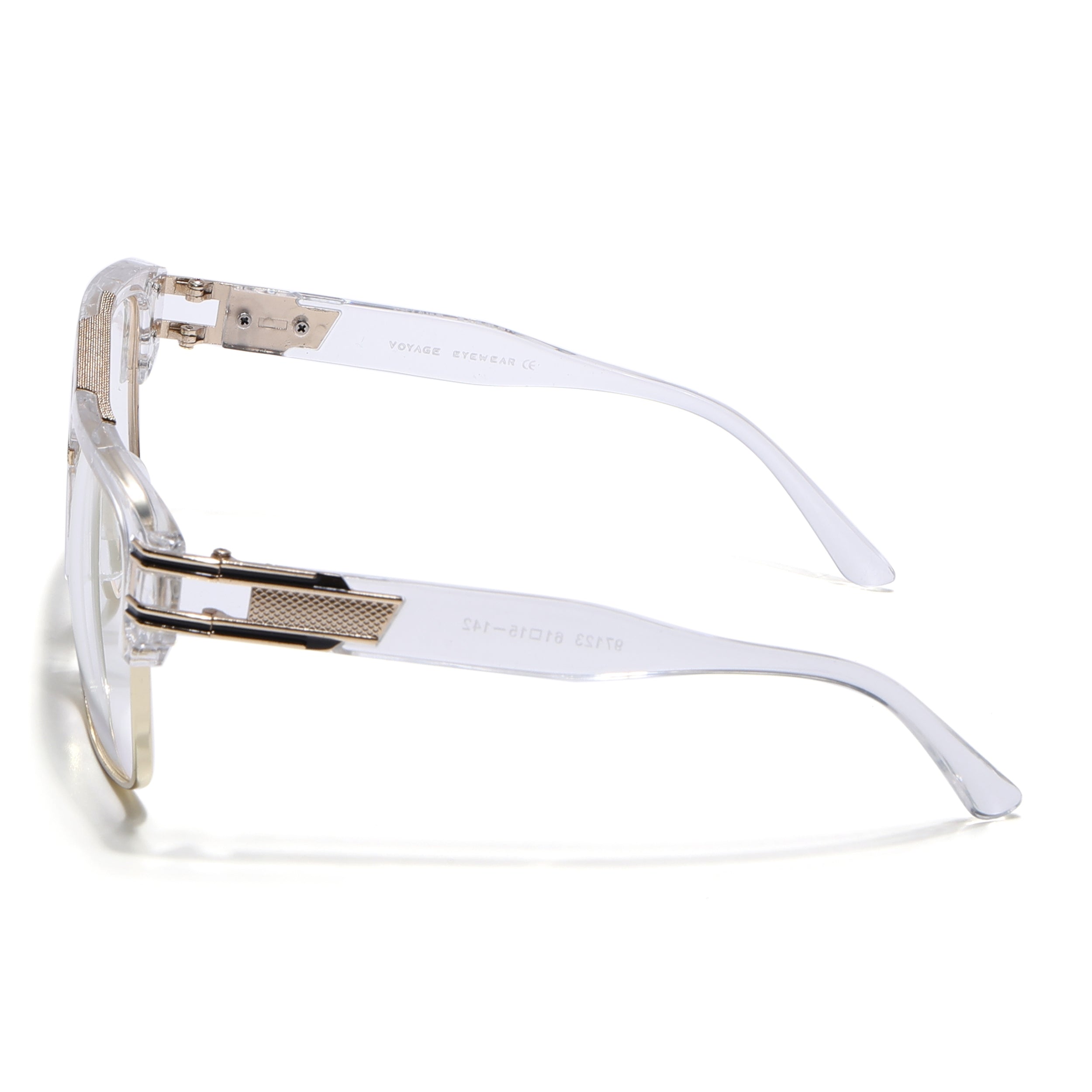 Voyage Parkar Transparent & Golden Wayfarer Eyeglasses for Men & Women (97123MG5247-C2)