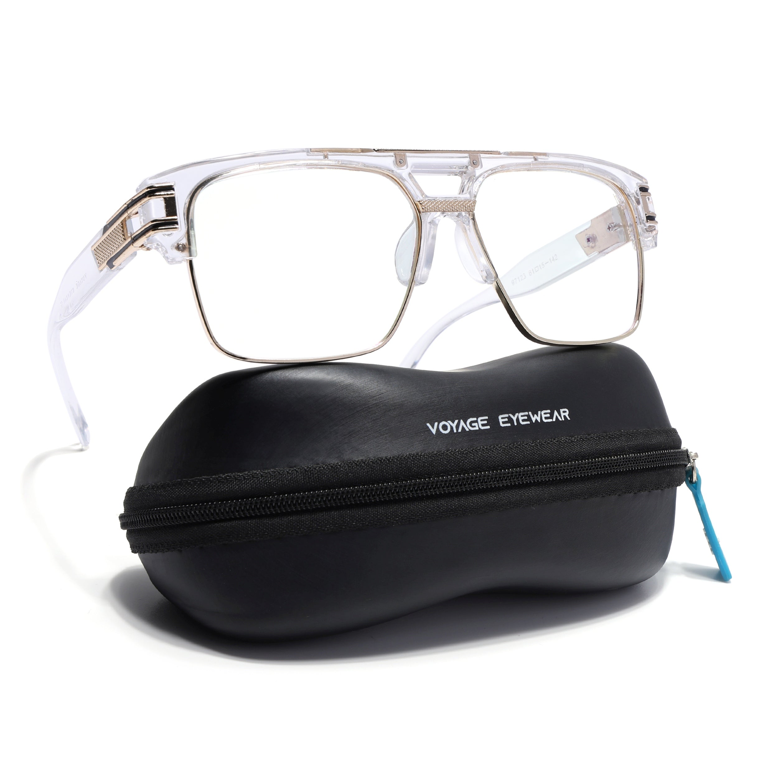 Voyage Parkar Transparent & Golden Wayfarer Eyeglasses for Men & Women (97123MG5247-C2)