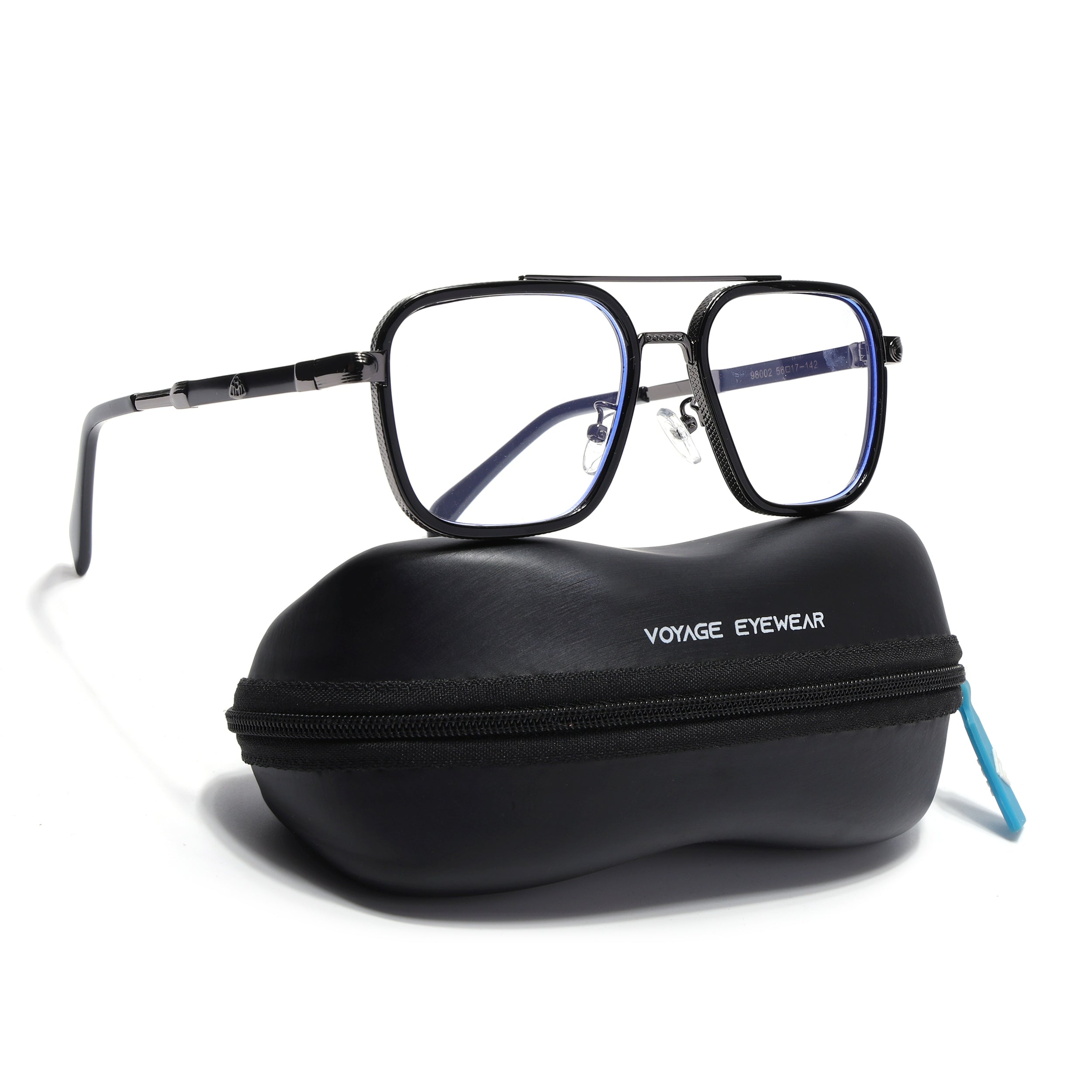 Voyage Black & Grey Wayfarer Eyeglasses for Men & Women (98002MG5271-C1)