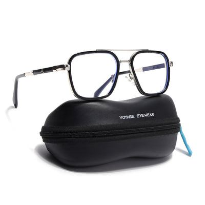 Voyage Black & Silver Wayfarer Eyeglasses for Men & Women (98002MG5273-C3)