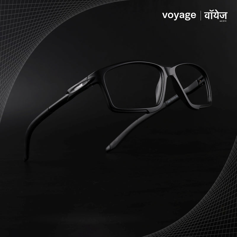 Voyage Active Black Rectangle Eyeglasses for Men & Women (9801MG5683-C1)