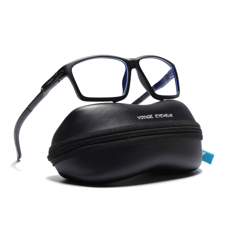 Voyage Active Black Rectangle Eyeglasses for Men & Women (9801MG5683-C1)