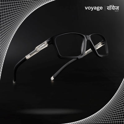 Voyage Active Black Rectangle Eyeglasses for Men & Women (9801MG5685-C3)