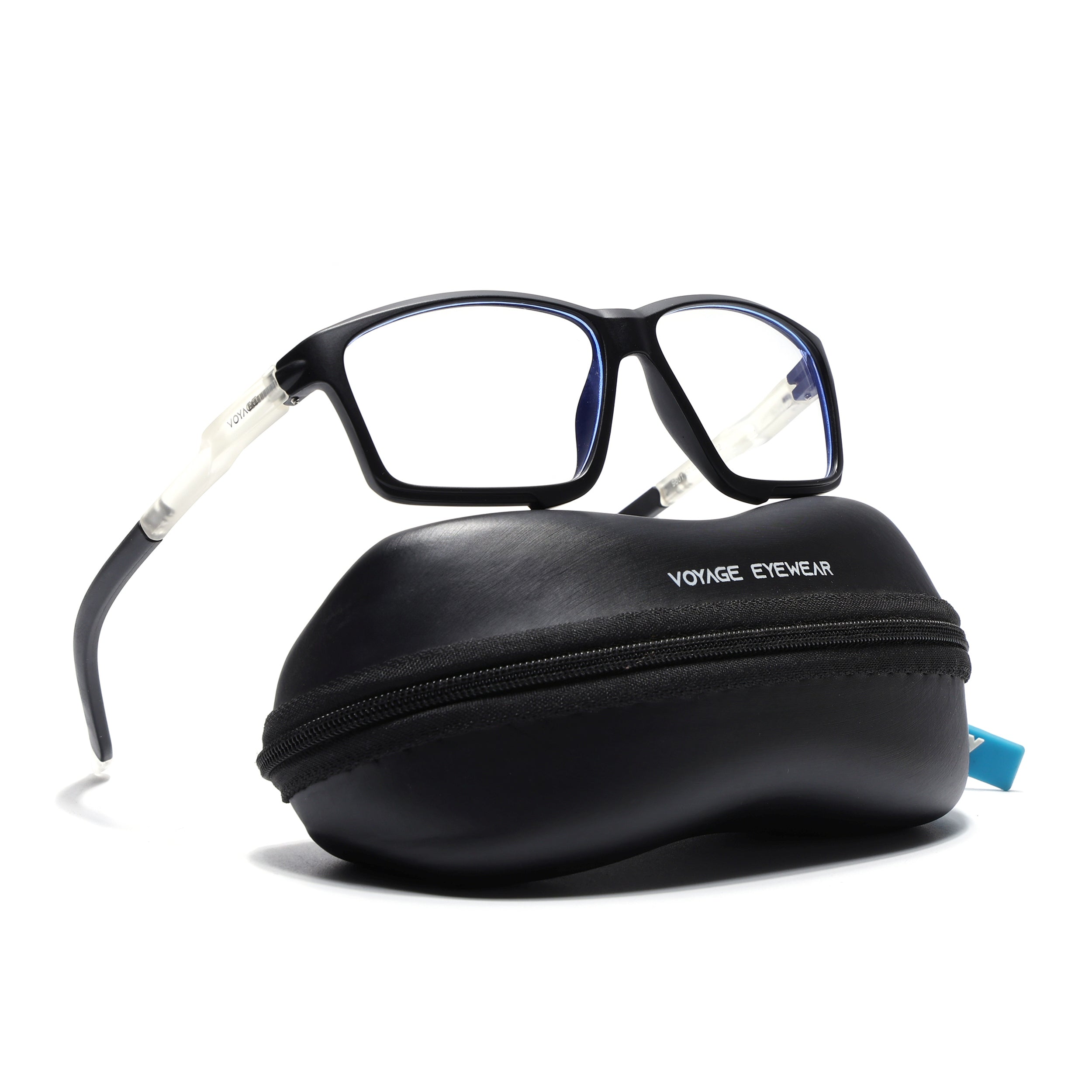 Voyage Active Black Rectangle Eyeglasses for Men & Women (9801MG5685-C3)