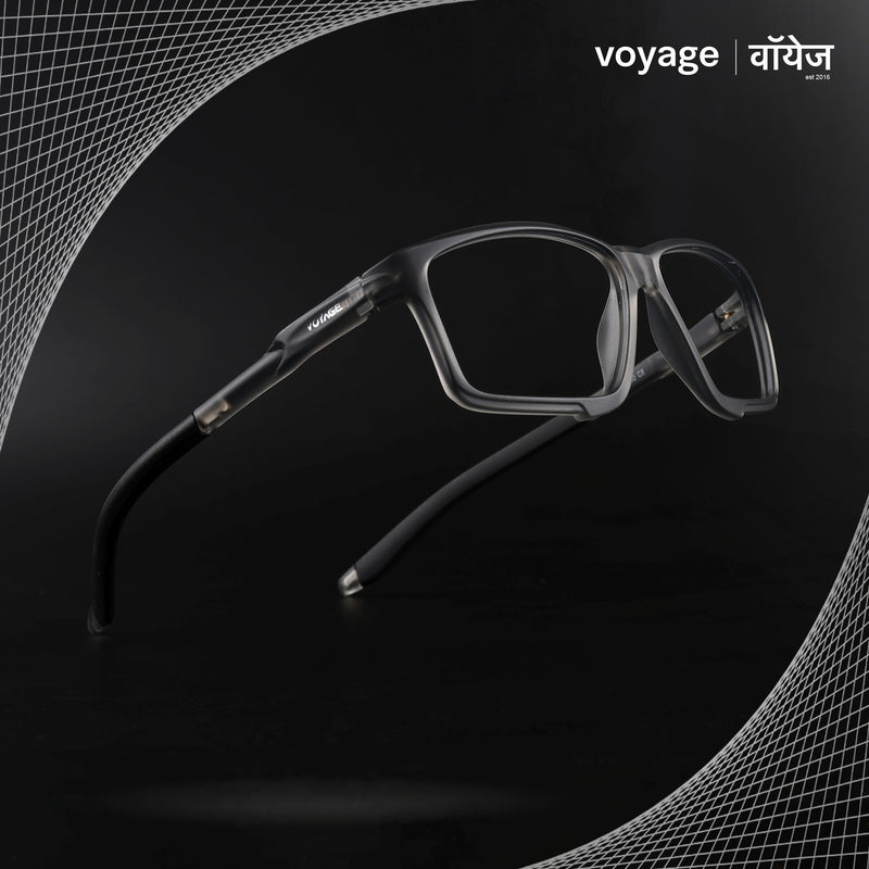 Voyage Active Grey Rectangle Eyeglasses for Men & Women (9801MG5686-C4)