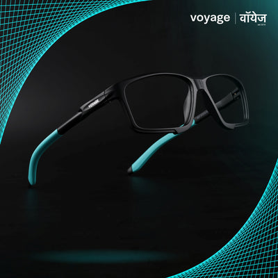 Voyage Active Black Rectangle Eyeglasses for Men & Women (9801MG5687-C5)