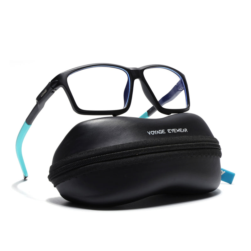 Voyage Active Black Rectangle Eyeglasses for Men & Women (9801MG5687-C5)